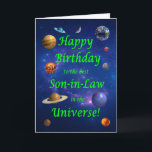 Carte Son en droit Anniversaire meilleur dans l'univers<br><div class="desc">Donnez à votre gendre amoureux de l'espace la meilleure carte d'anniversaire de tous les temps ! Dites à votre gendre qu'il est le meilleur de l'univers. Une scène spatiale avec toutes les planètes et la lune s'alignant pour souhaiter un joyeux anniversaire.</div>