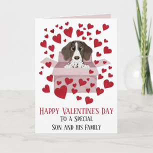 Carte Son et la famille chiot dans la boîte Valentine's