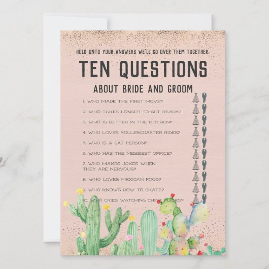 Carte Son et Sa Dix Questions Jeu de Mariage (Devant)