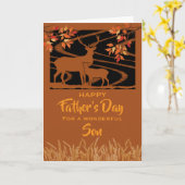 Carte Son Father’s Day Deer in Field Fall Leaves (Fleur jaune)