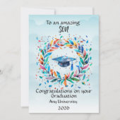 Carte Son Graduation Cap and Rainbow Leaf Frame (Devant)