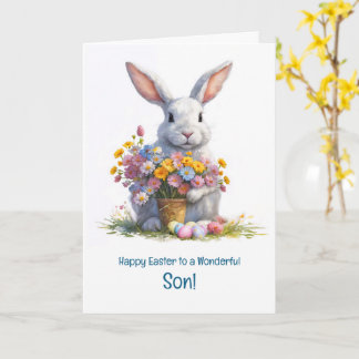 Carte Son Happy Easter Cute Bunny Rabbit and Easter 