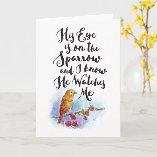 Carte Son oeil est sur le moineau (Fleur jaune)