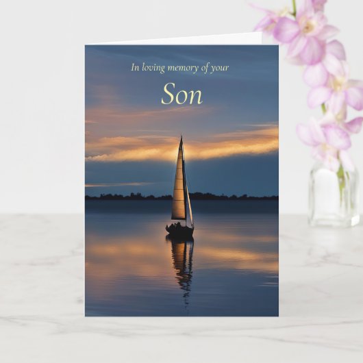 Carte Son Sympathy with Serene Seascape Sailboat (Orchidée)