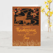 Carte Son Thanksgiving Deer in Field Fall Leaves (Fleur jaune)