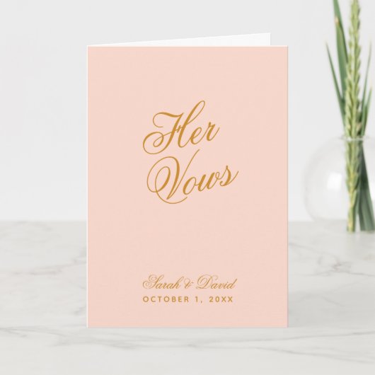 Carte Son Vows Blush Pink Simple Vow Book Mariage (Devant)