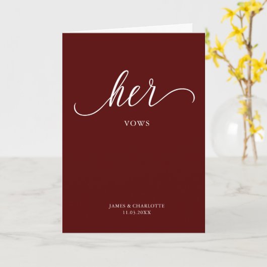 Carte Son Vows Card Mini Script Maroon (Fleur jaune)