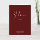 Carte Son Vows Card Mini Script Maroon (Devant)