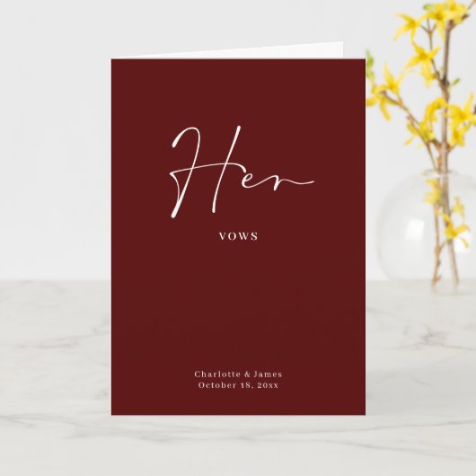Carte Son Vows Card Mini Script Maroon (Fleur jaune)