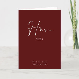Carte Son Vows Card Mini Script Maroon