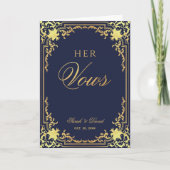 Carte Son Vows Marine Blue Faux Gold Vintage Bride Maria (Devant)