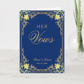 Carte Son Vows Royal Blue Vintage Faux Gold Foil Mariage (Devant)