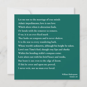 Carte Sonnet 116Laissez-moi ne pas parler du mariage des