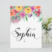 Carte Sophia nom signe Sophia floral Calligraphie Baby (Debout devant)