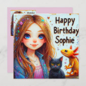 Carte SOPHIE ~ Joyeux anniversaire ~ AXOLOTL ET CAT ~ (Devant / Derrière)