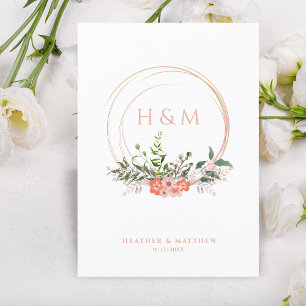 Carte Sophistiqué Elégant Coral Floral Mariage Garland