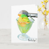 Carte sorbet avec le scoop de crème glacée (Fleur jaune)