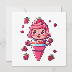 Carte Sorbet framboise Kawaii