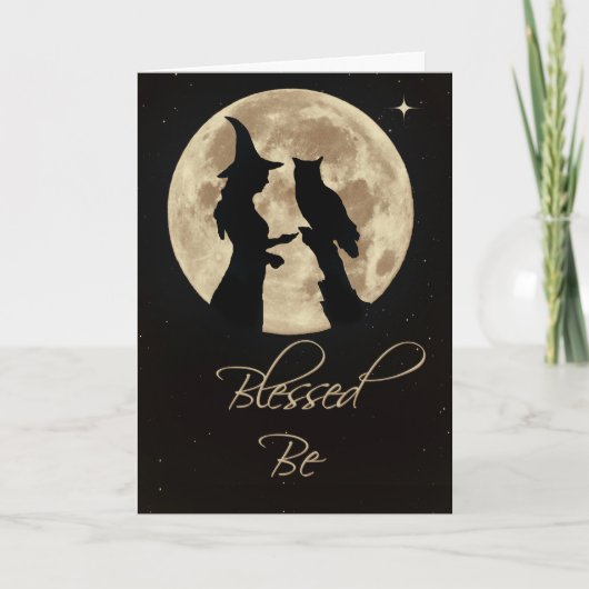Carte Sorcellerie et hibou Blessed Be Anniversaire (Devant)