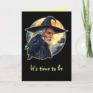 Carte Sorcier avec un Corbeau - Amusement de fan d'Hallo