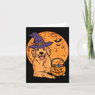 Carte Sorcier de Retriever doré Lune Jack O Lantern