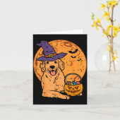 Carte Sorcier de Retriever doré Lune Jack O Lantern (Fleur jaune)