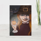 Carte Sorcière avec Jack O'Lantern 5"x 7" pliage sur car (Devant)