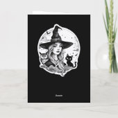 Carte Sorcière avec un chat et une chouette - Halloween  (Dos)
