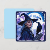 Carte Sorcière avec un corbeau - Halloween Fun 1 (Devant / Derrière)