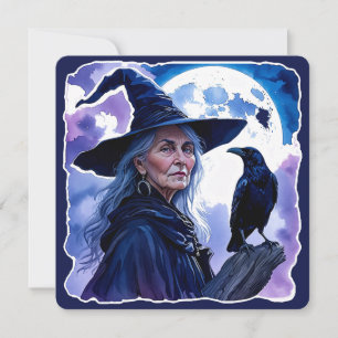 Carte Sorcière avec un corbeau - Halloween Fun 1