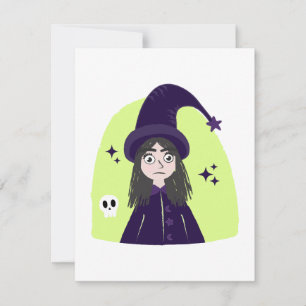 Carte Sorcière Charmante Colère Mignonne