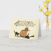 Carte Sorcière Chat Noir Poème Jack-o'-lantern (Fleur jaune)
