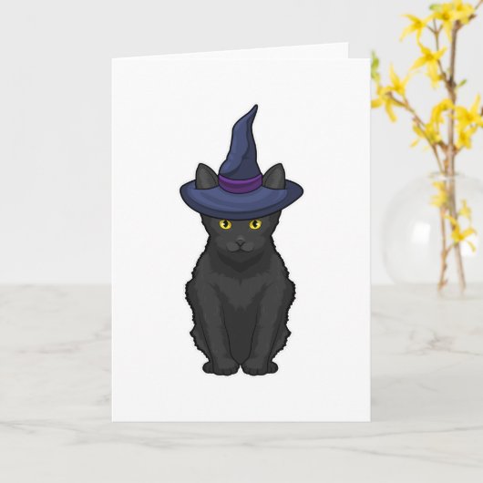 Carte Sorcière de chat (Fleur jaune)