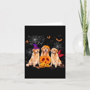 Carte Sorcière de citrouille drôle Chien Retriever doré