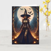 Carte Sorcière de la forêt Steampunk Halloween (Fleur jaune)