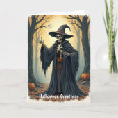 Carte Sorcière de squelette éffrayant dans la forêt hant (Devant)