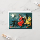 Carte Sorcière d'Halloween (Devant/Arrière en situation)