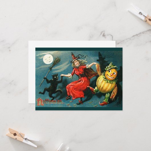 Carte Sorcière d'Halloween (Devant/Arrière en situation)