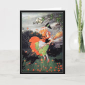 Carte Sorcière d'Halloween avec chats noirs (Devant)