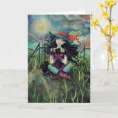 Carte Sorcière d'Halloween avec l'art fantastique de cha (Fleur jaune)
