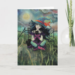 Carte Sorcière d'Halloween avec l'art fantastique de cha