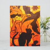 Carte Sorcière d'Halloween avec un chat noir (Debout devant)