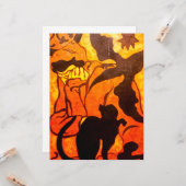 Carte Sorcière d'Halloween avec un chat noir (Devant/Arrière en situation)