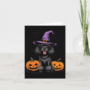 Carte Sorcière d'Halloween Chien Caniche Noir Standard S