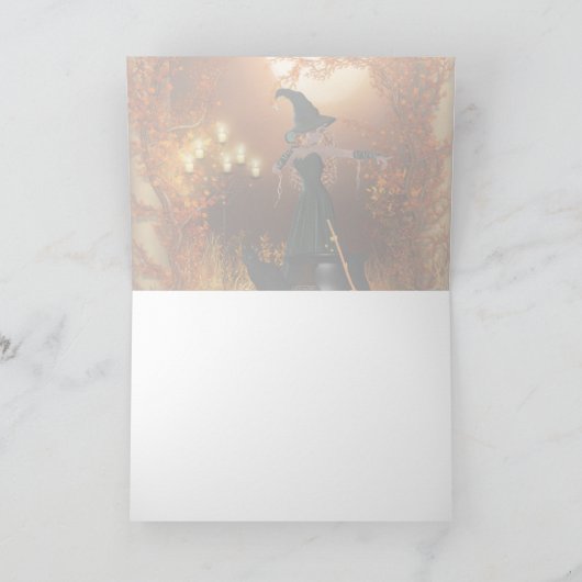 Carte Sorcière d'Halloween d'automne (Intérieur)