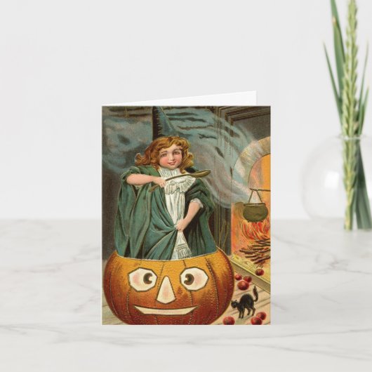Carte Sorcière d'Halloween Vintage (Devant)