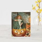 Carte Sorcière d'Halloween Vintage (Fleur jaune)