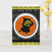 Carte Sorcière drôle d'Halloween (Fleur jaune)