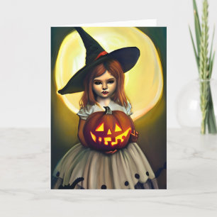 Carte Sorcière d'un Halloween heureux