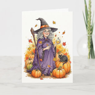 Carte Sorcière éffrayante d'Halloween